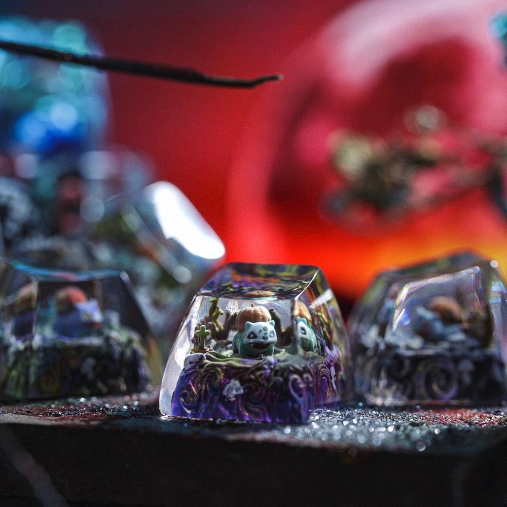 Pokemon - Halloween Bulbasaur Artisan Keycap Breakwooden 2