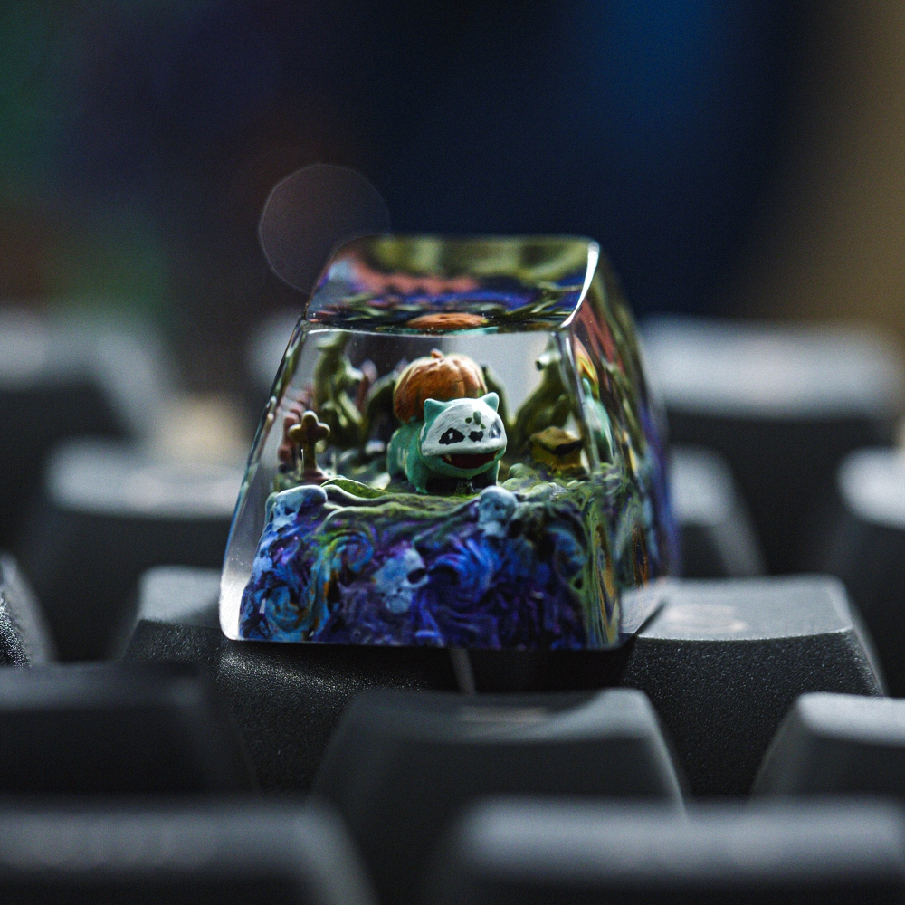 Pokemon - Halloween Bulbasaur Artisan Keycap Breakwooden 2