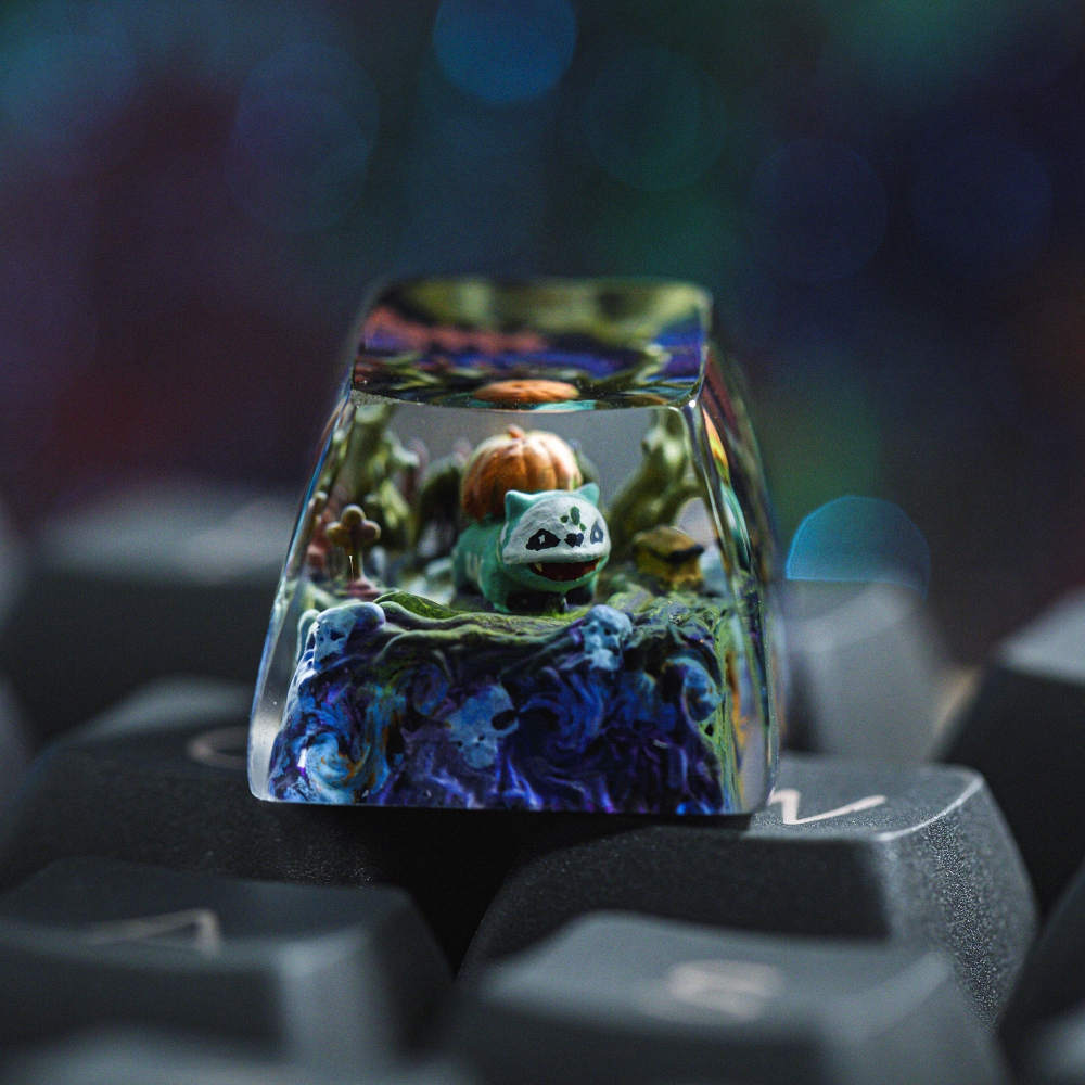 Pokemon - Halloween Bulbasaur Artisan Keycap Breakwooden 2