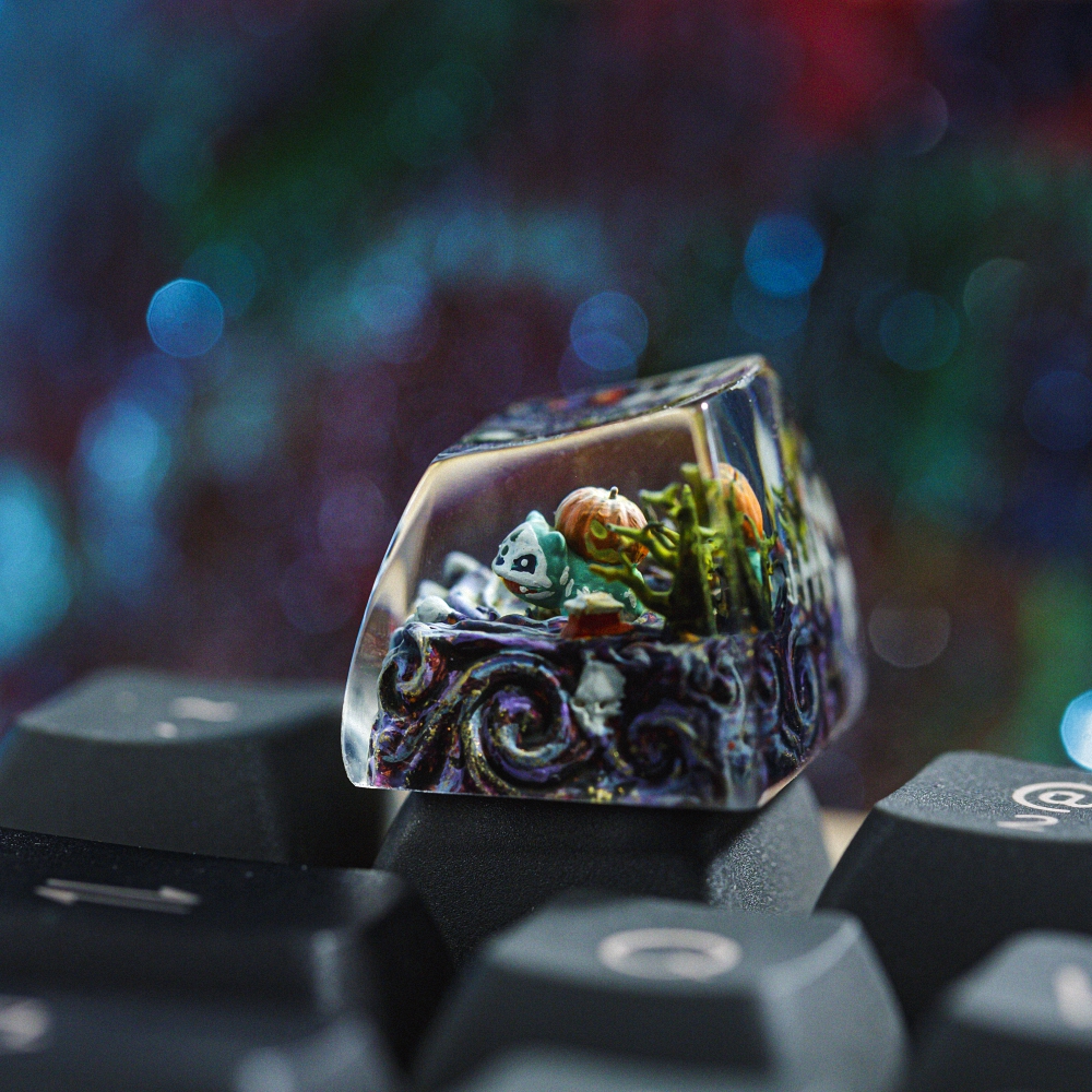 Pokemon - Halloween Bulbasaur Artisan Keycap Breakwooden 2