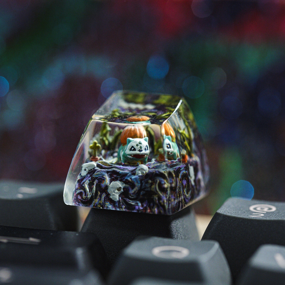 Pokemon - Halloween Bulbasaur Artisan Keycap Breakwooden 2
