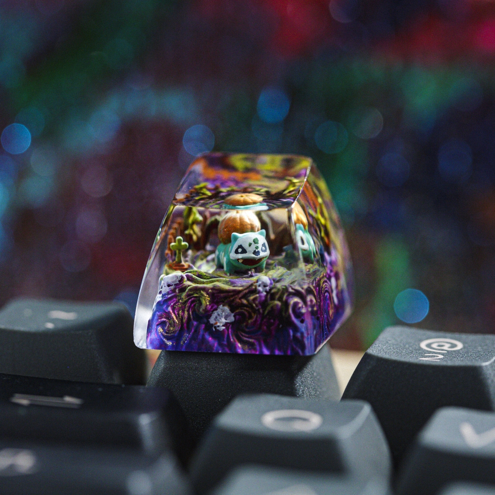 Pokemon - Halloween Bulbasaur Artisan Keycap Breakwooden 2