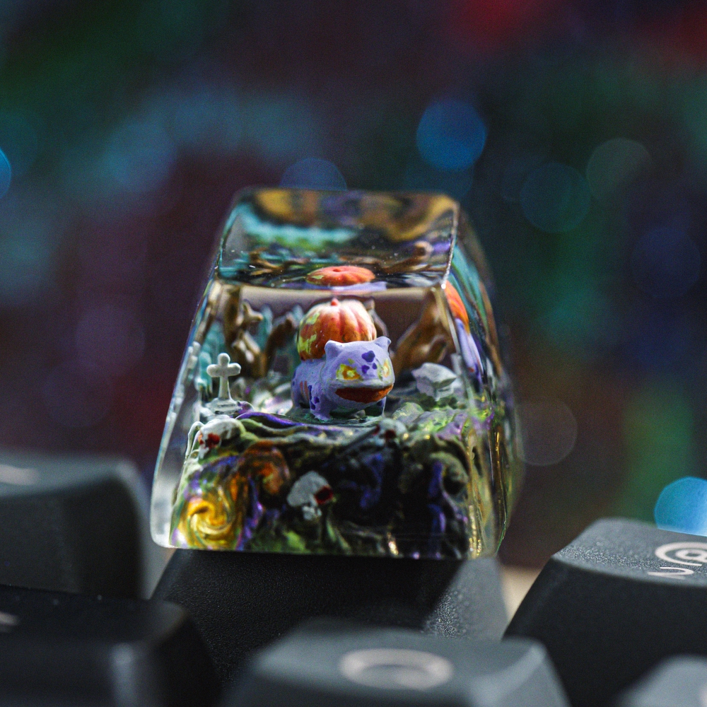 Pokemon - Halloween Bulbasaur Artisan Keycap Breakwooden 4