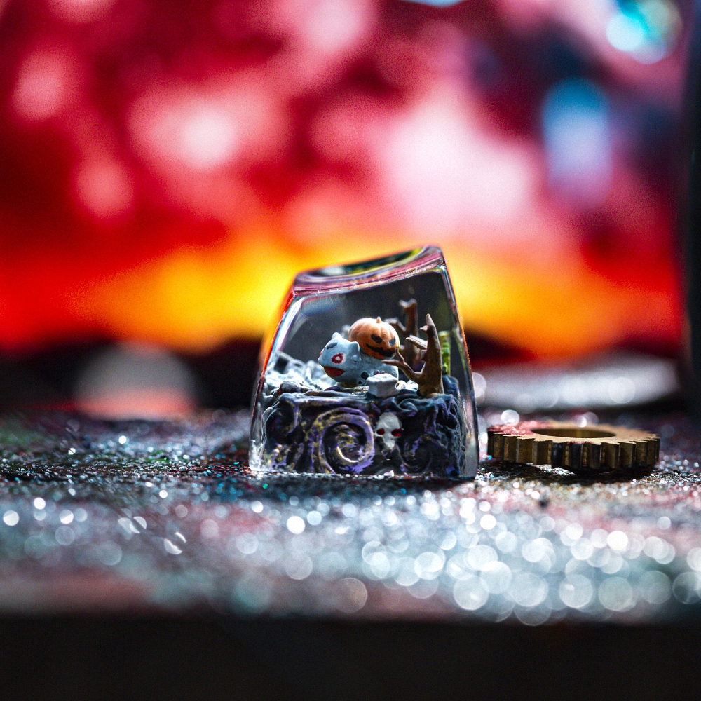 Pokemon - Halloween Bulbasaur Artisan Keycap Breakwooden 5