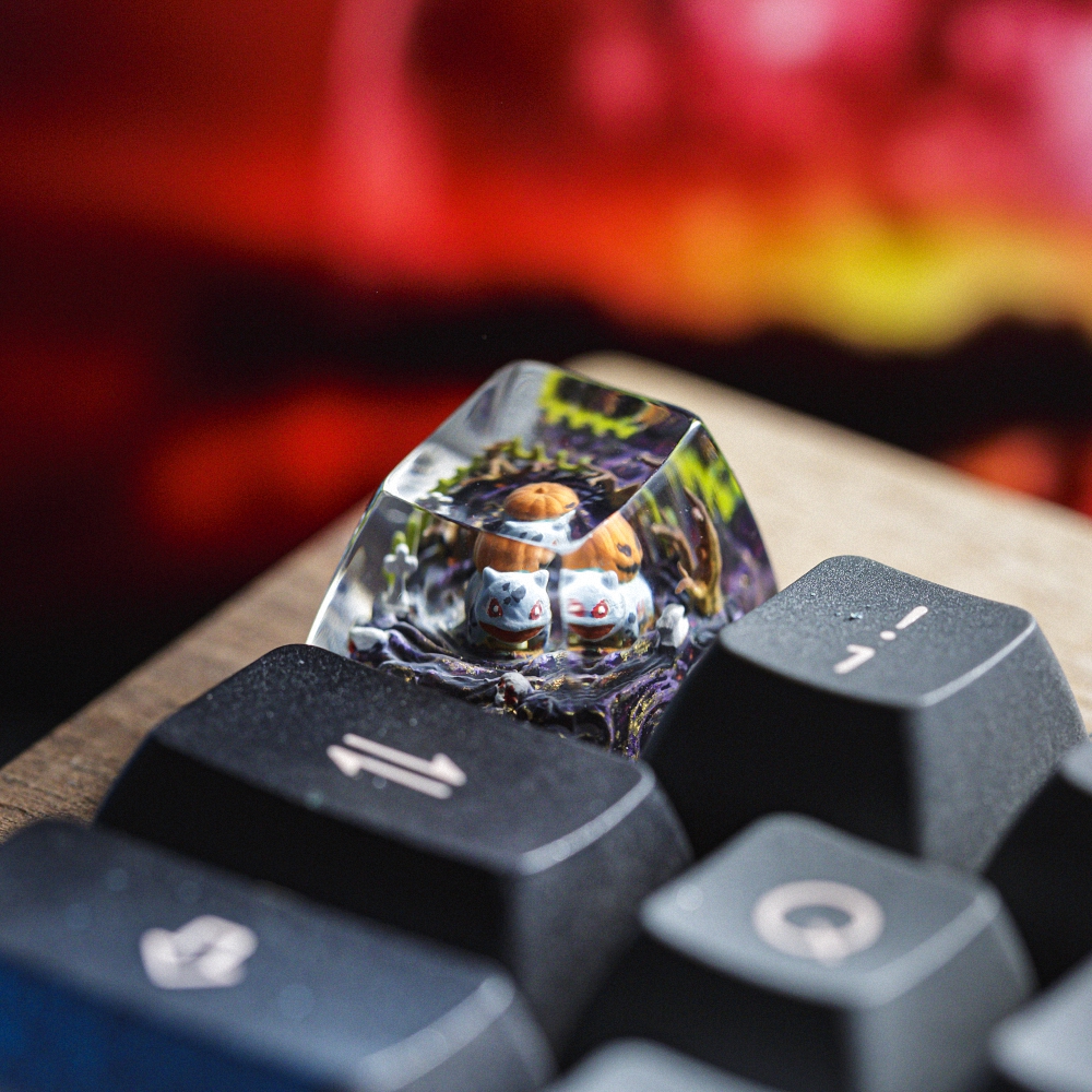 Pokemon - Halloween Bulbasaur Artisan Keycap Breakwooden 6