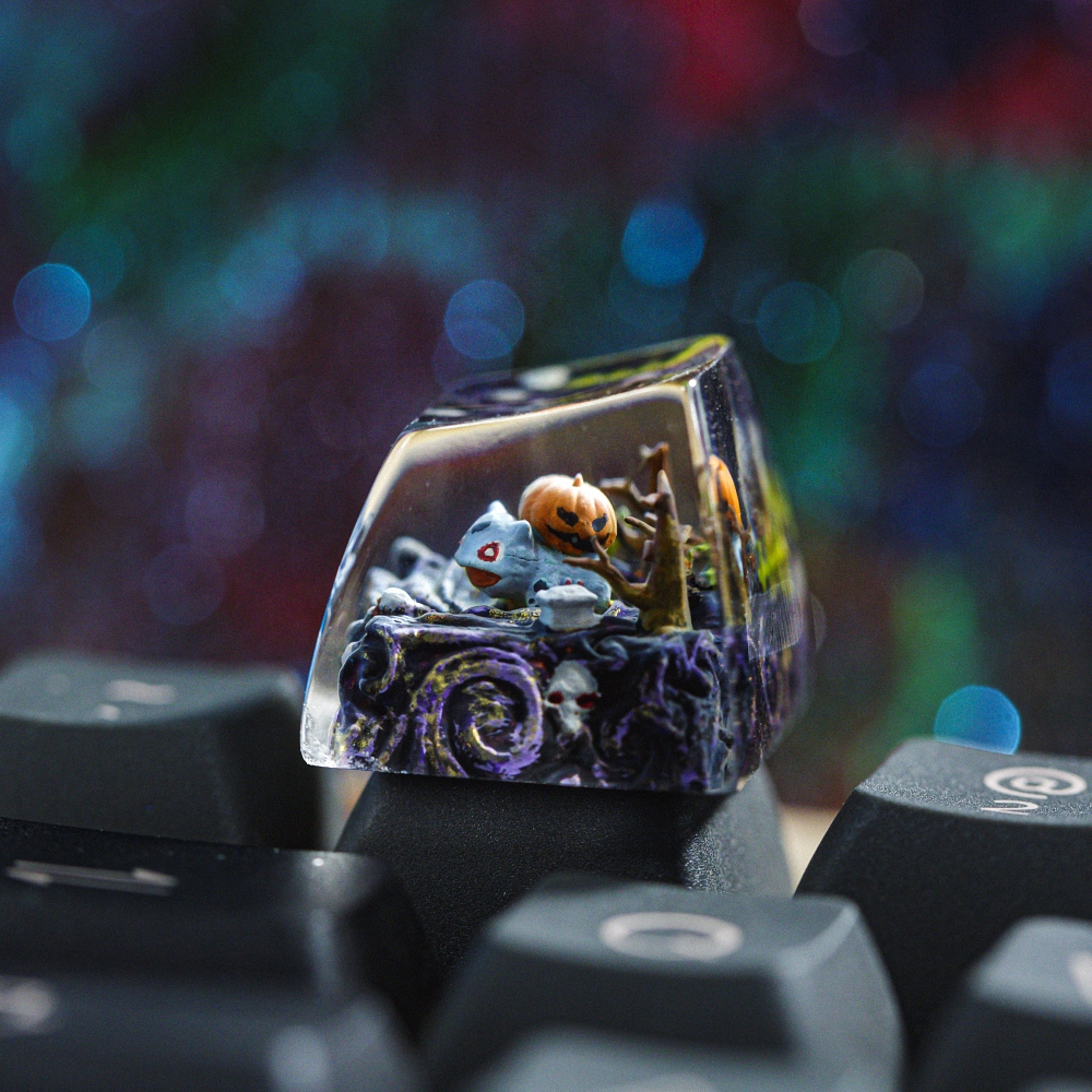 Pokemon - Halloween Bulbasaur Artisan Keycap Breakwooden 6