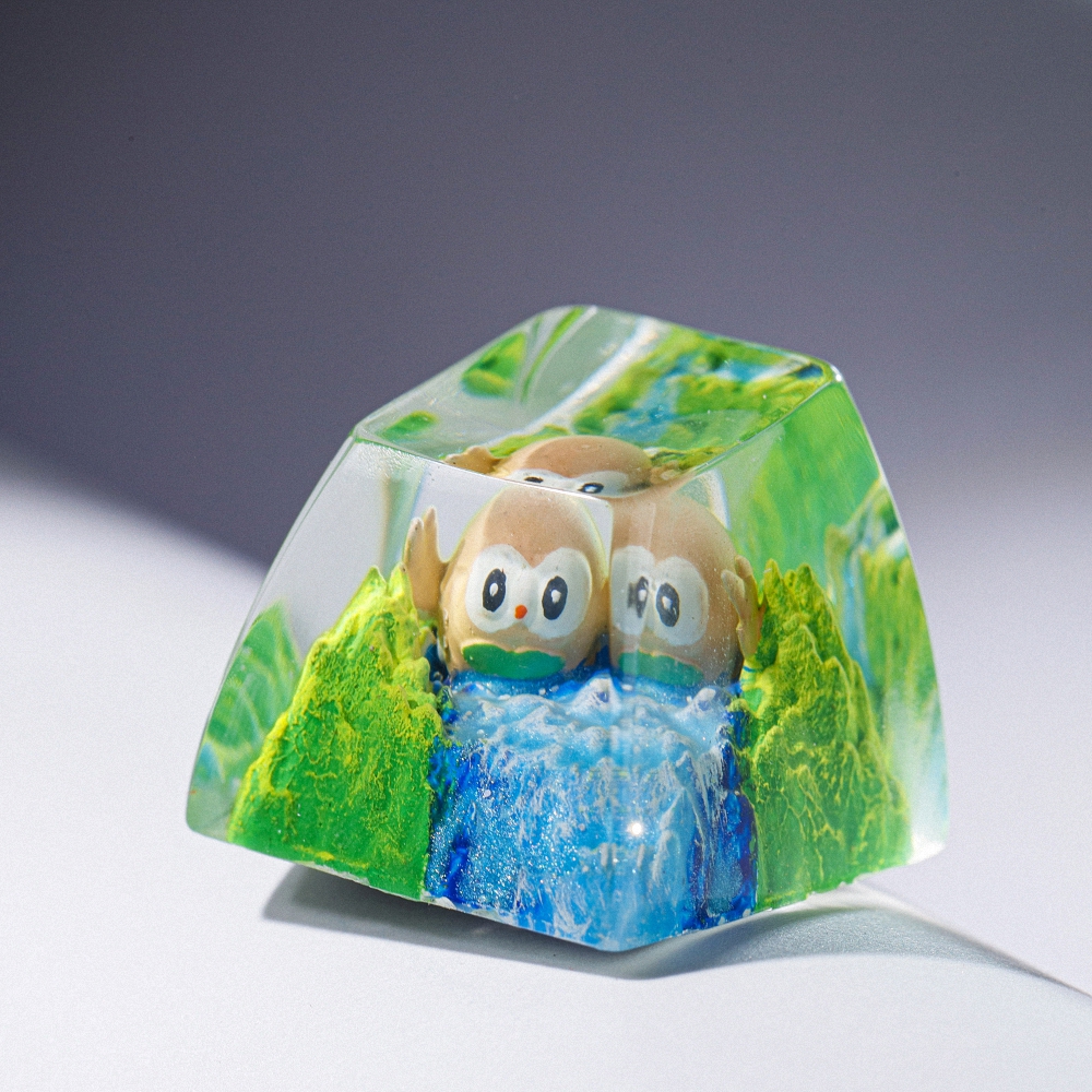 Pokemon - Rowlet Artisan Keycap Breakwooden