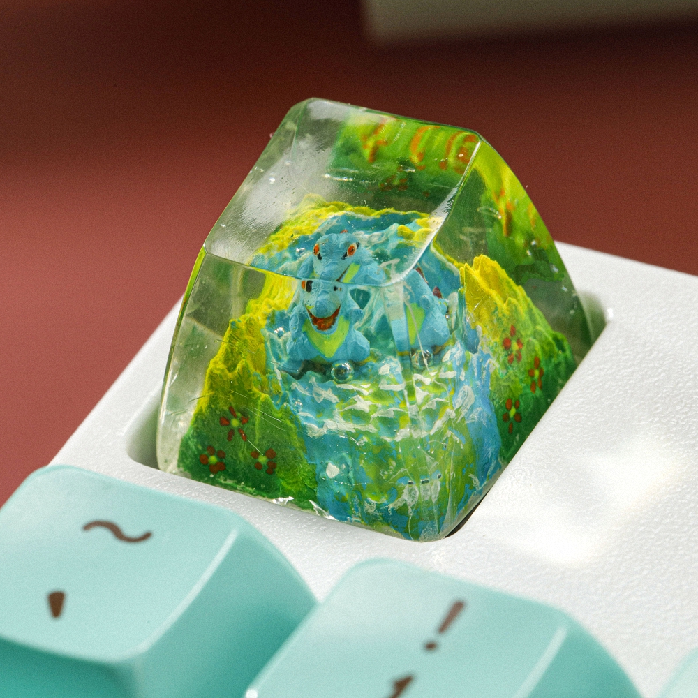 Pokemon - Totodile Artisan Keycap Breakwooden