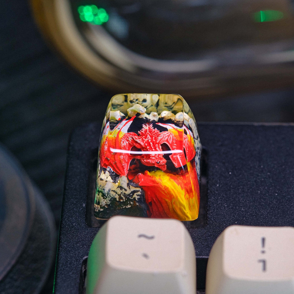 Red Dragon Artisan Keycap Breakwooden