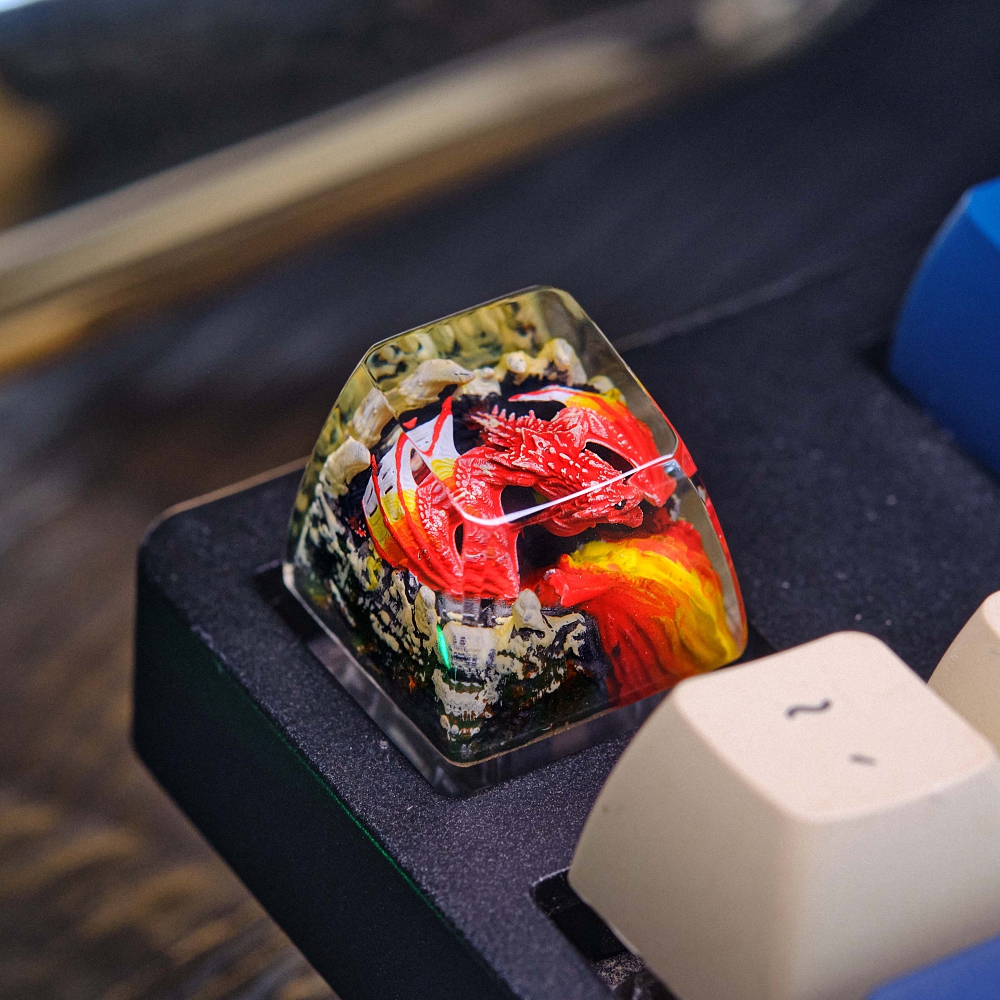 Red Dragon Artisan Keycap Breakwooden