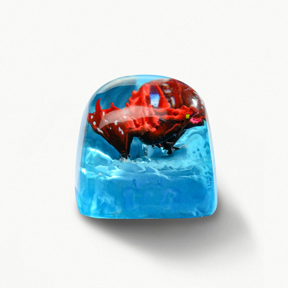 Red Dragon Artisan Keycap Breakwooden 12