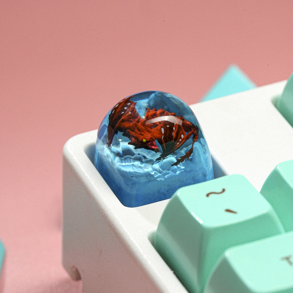 Red Dragon Artisan Keycap Breakwooden 12