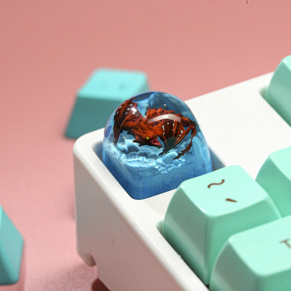 Red Dragon Artisan Keycap Breakwooden 12