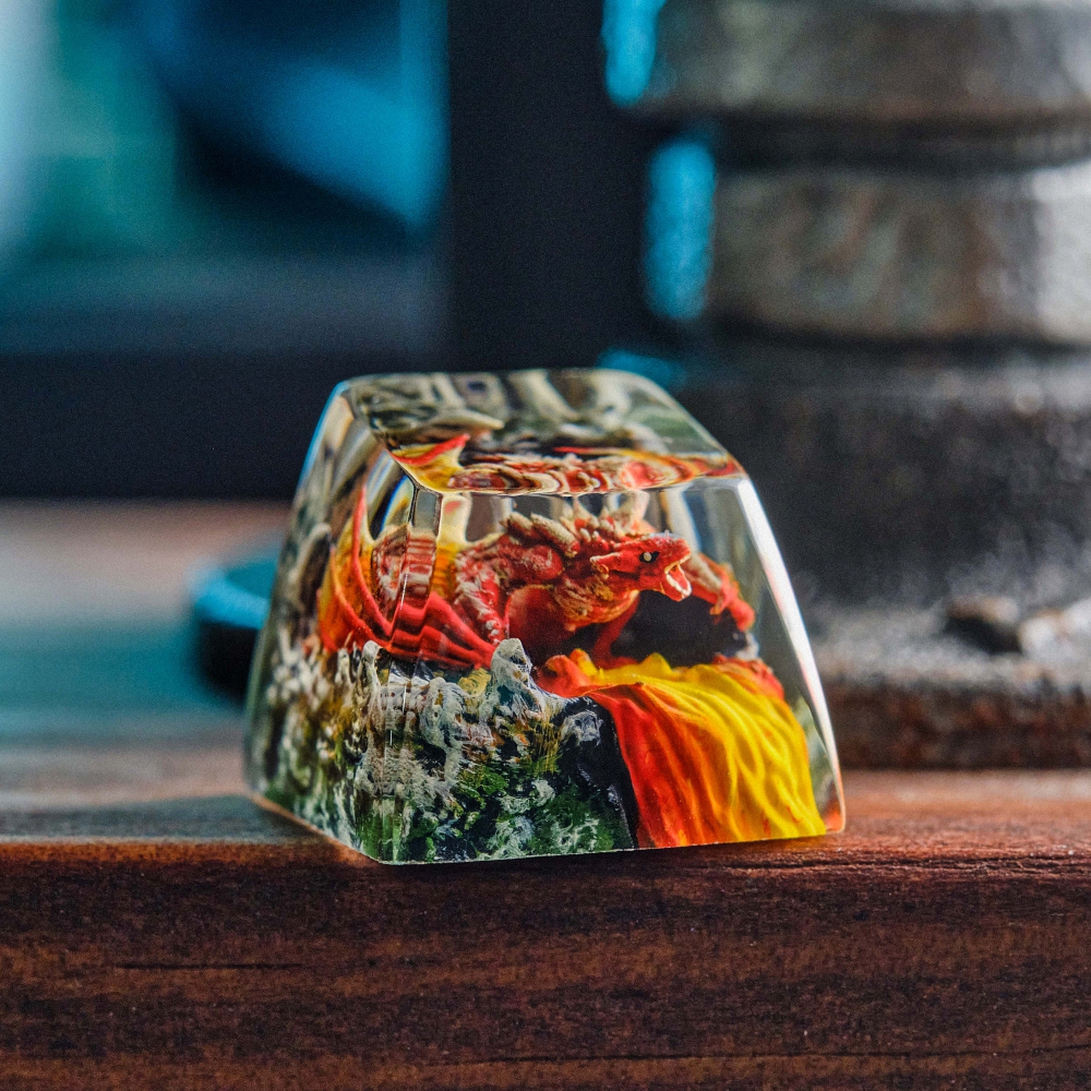 Red Dragon Artisan Keycap Breakwooden 3
