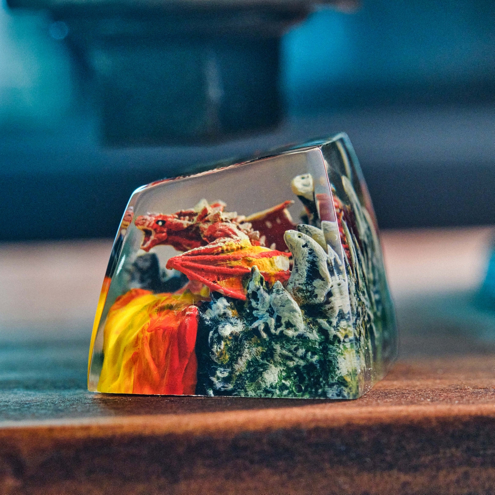 Red Dragon Artisan Keycap Breakwooden 3