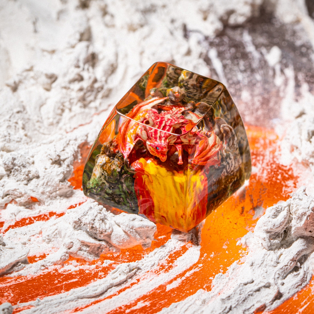 Red Dragon Artisan Keycap Breakwooden 4