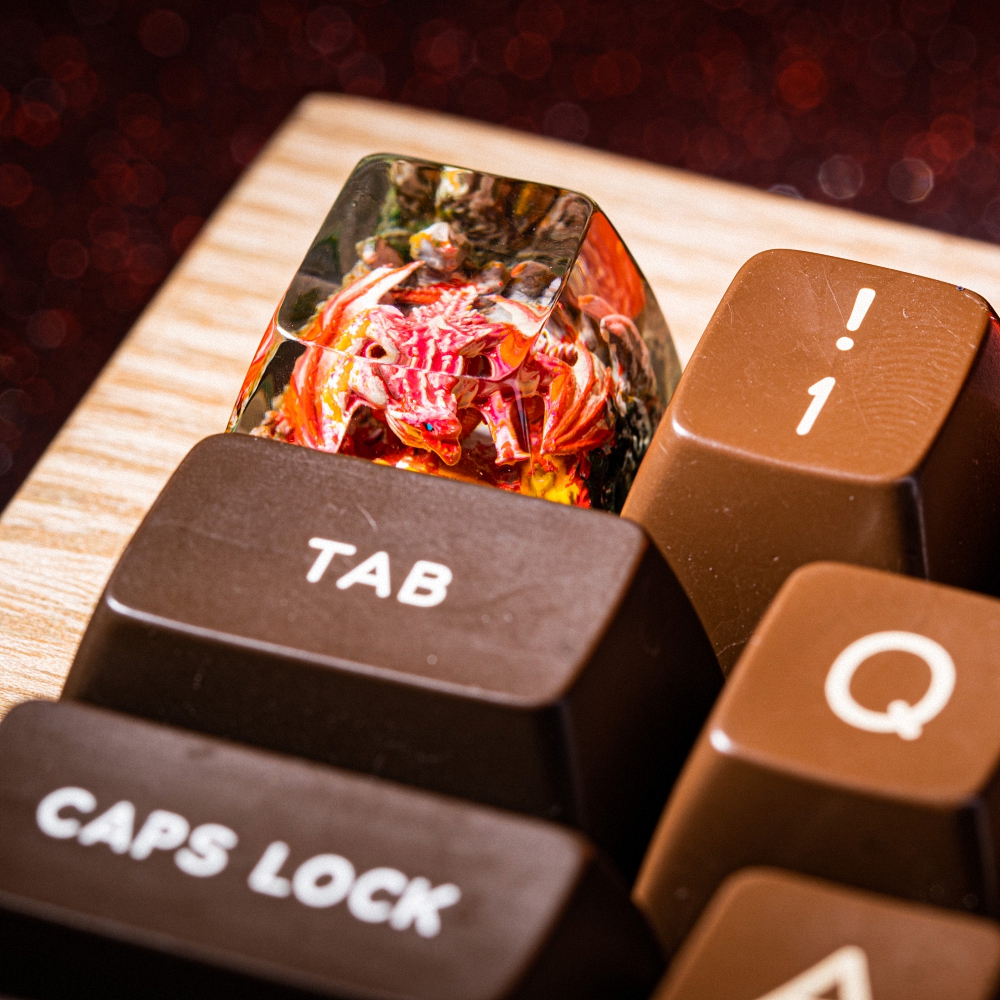 Red Dragon Artisan Keycap Breakwooden 5