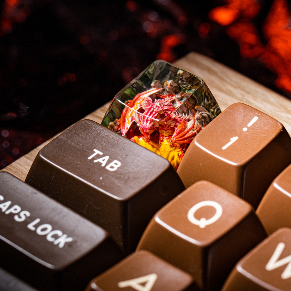 Red Dragon Artisan Keycap Breakwooden 5