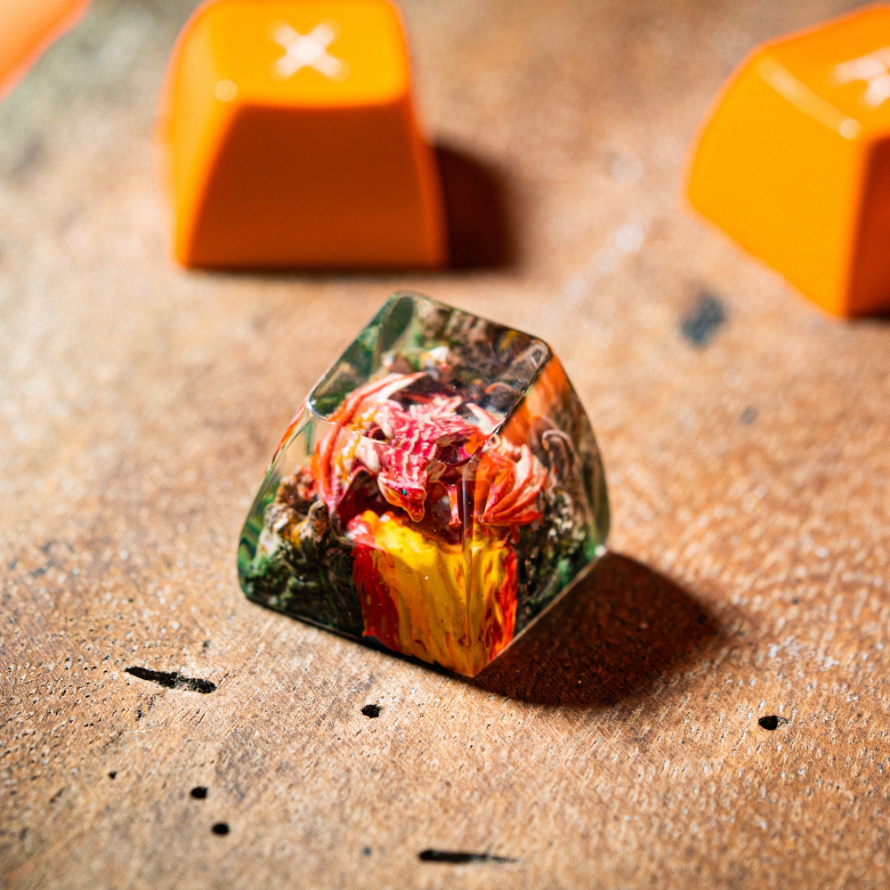 Red Dragon Artisan Keycap Breakwooden 5