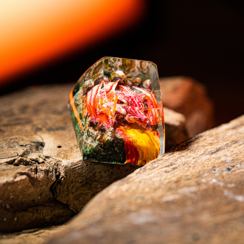 Red Dragon Artisan Keycap Breakwooden 6