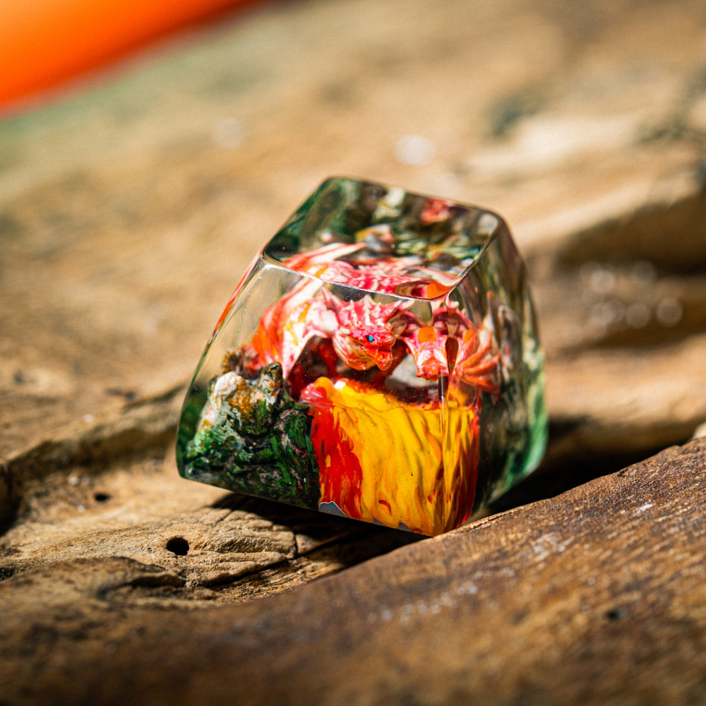 Red Dragon Artisan Keycap Breakwooden 6