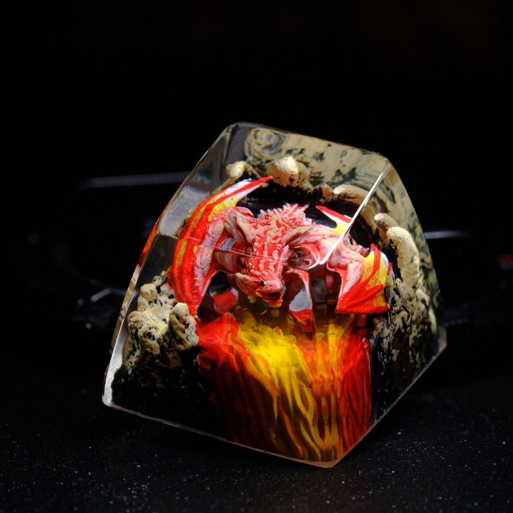 Red Dragon Artisan Keycap Breakwooden 7
