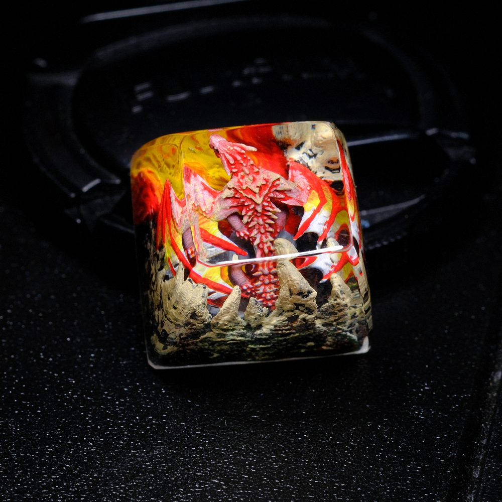 Red Dragon Artisan Keycap Breakwooden 7