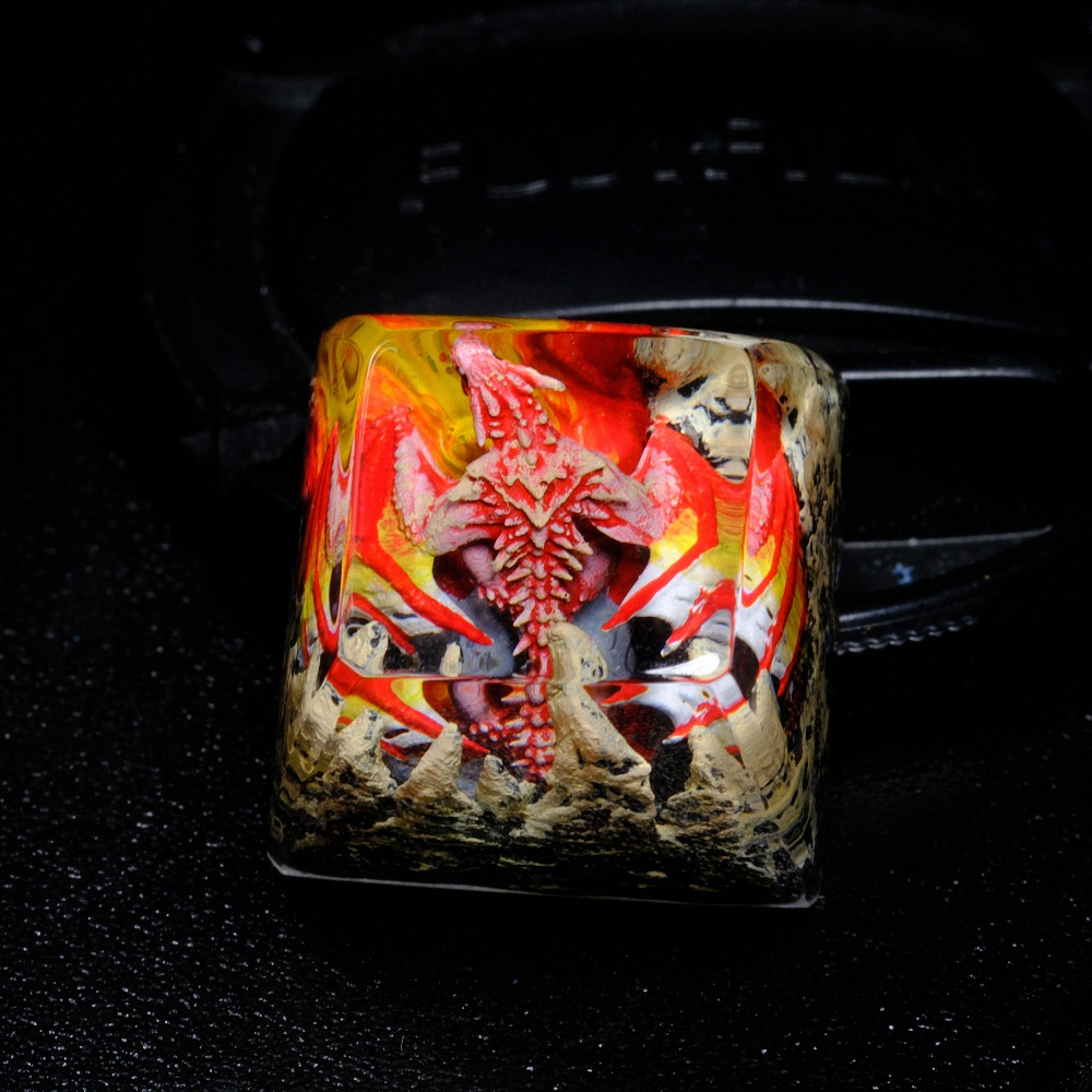 Red Dragon Artisan Keycap Breakwooden 7