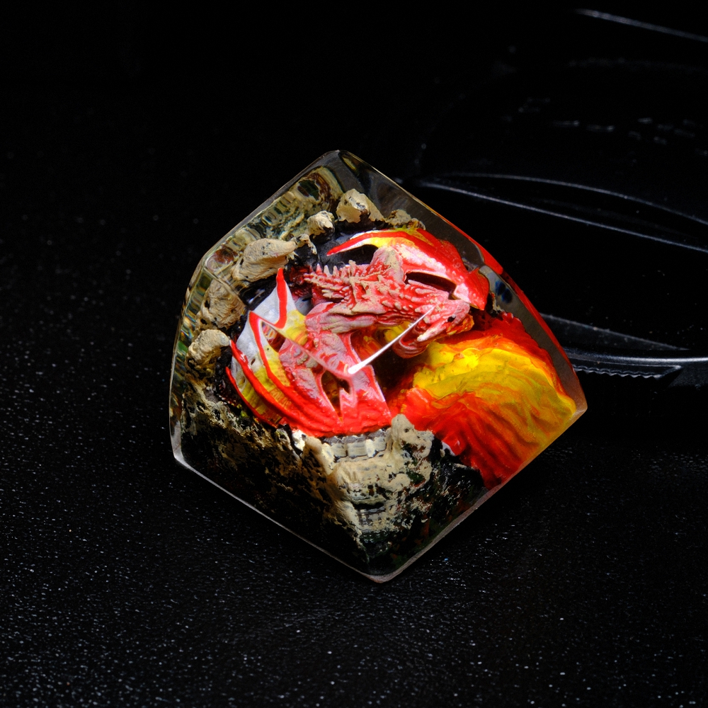 Red Dragon Artisan Keycap Breakwooden 7