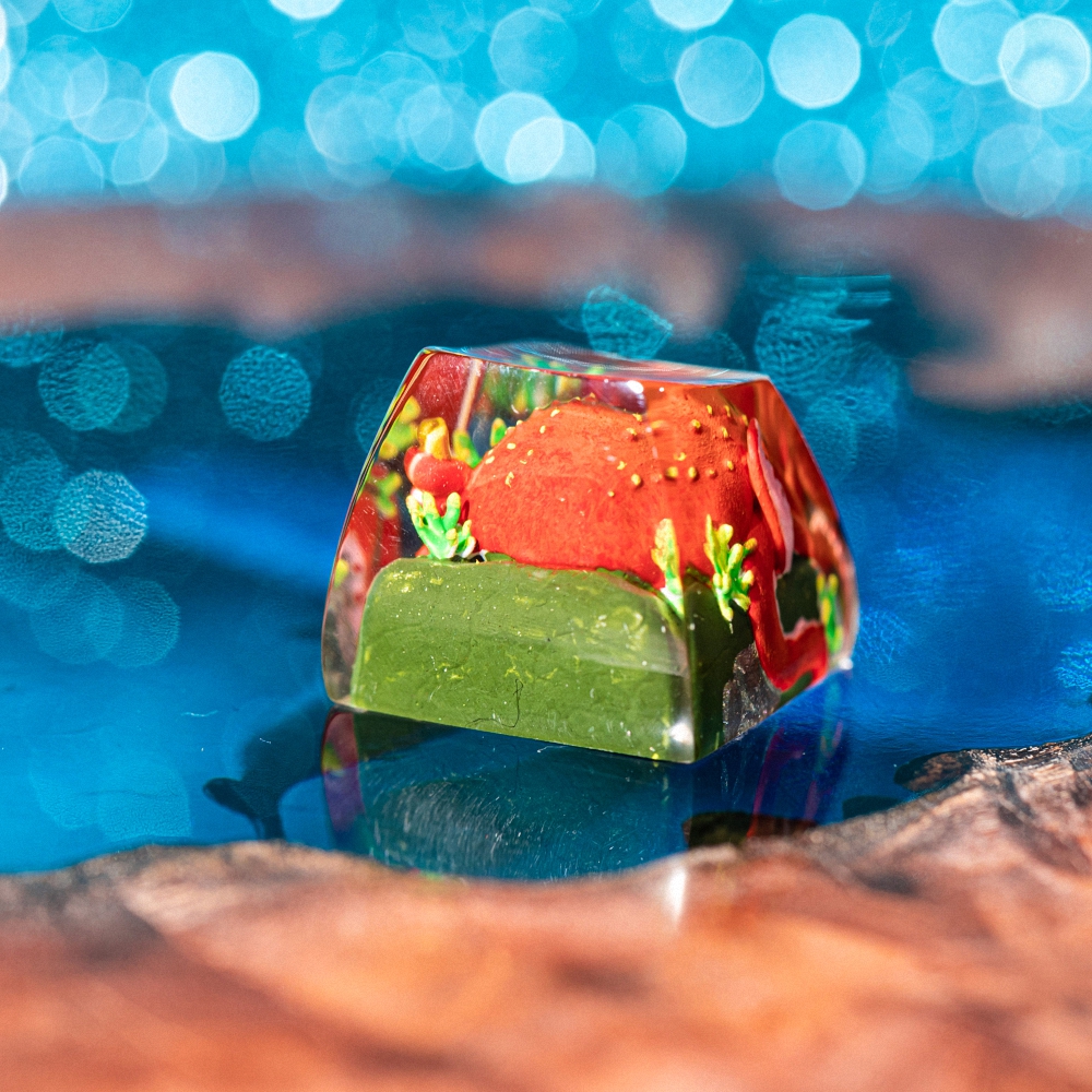 Red Octopus Artisan Keycap Breakwooden