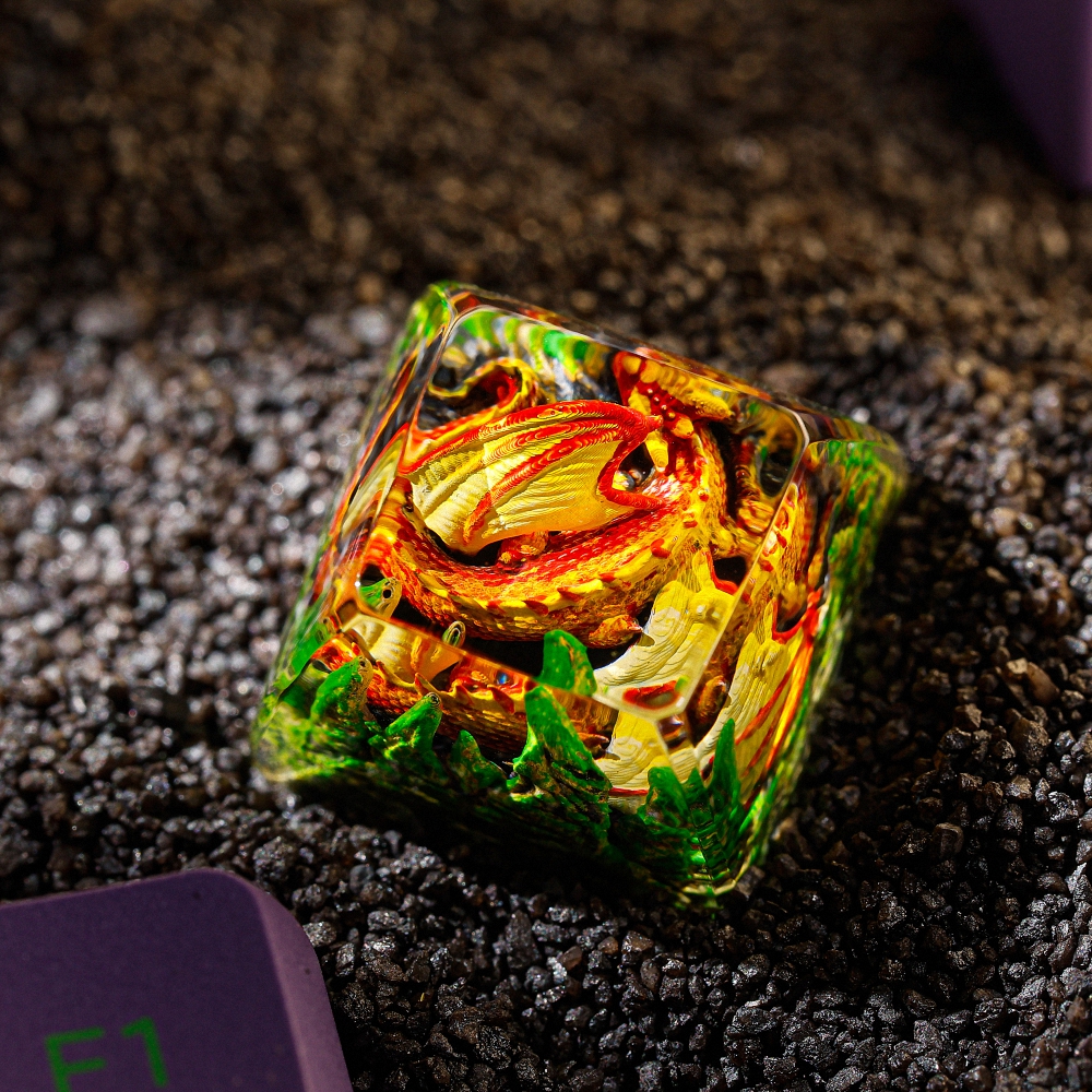 Sleeping Dragon - Orange Artisan Keycap Breakwooden