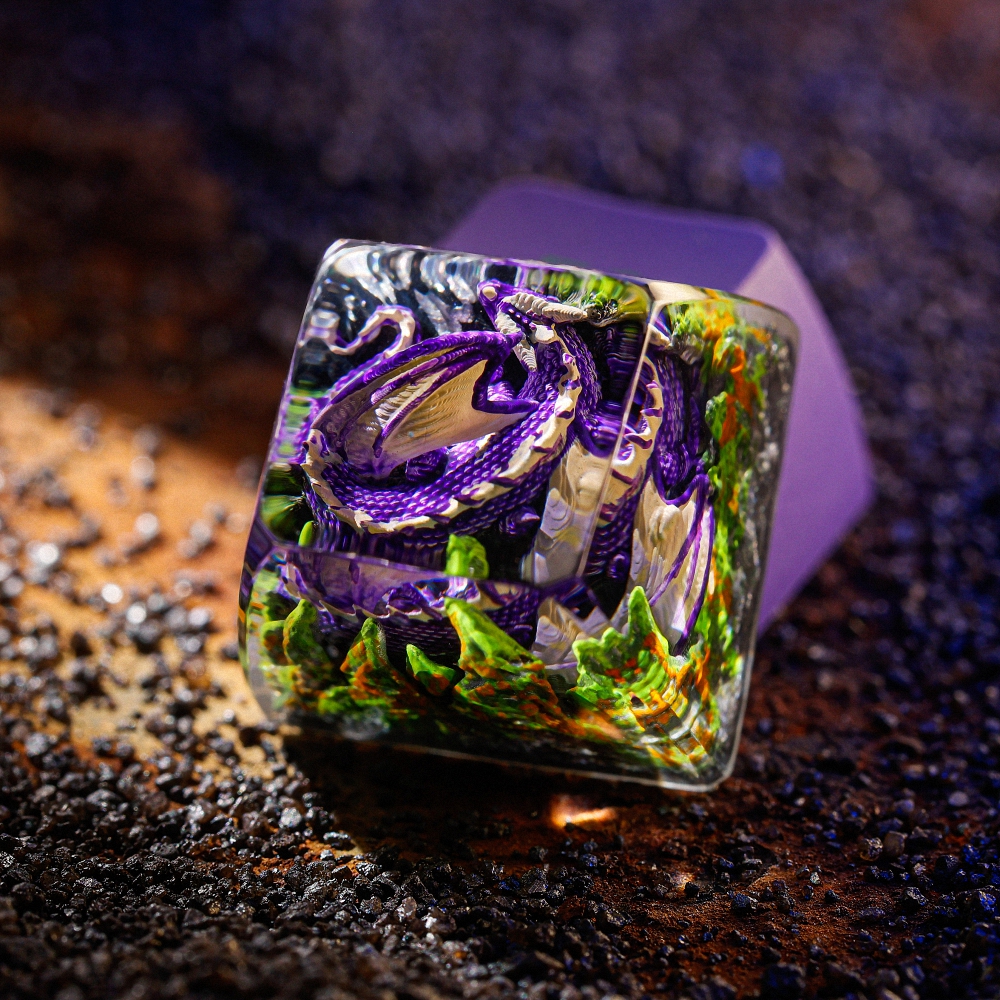 Sleeping Dragon - Purple Artisan Keycap Breakwooden