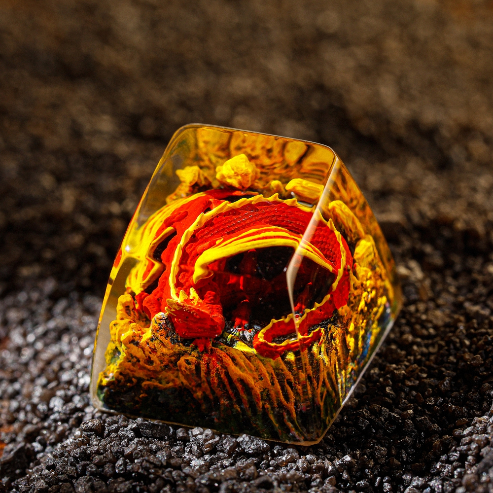 Sleeping Dragon - Red Artisan Keycap Breakwooden