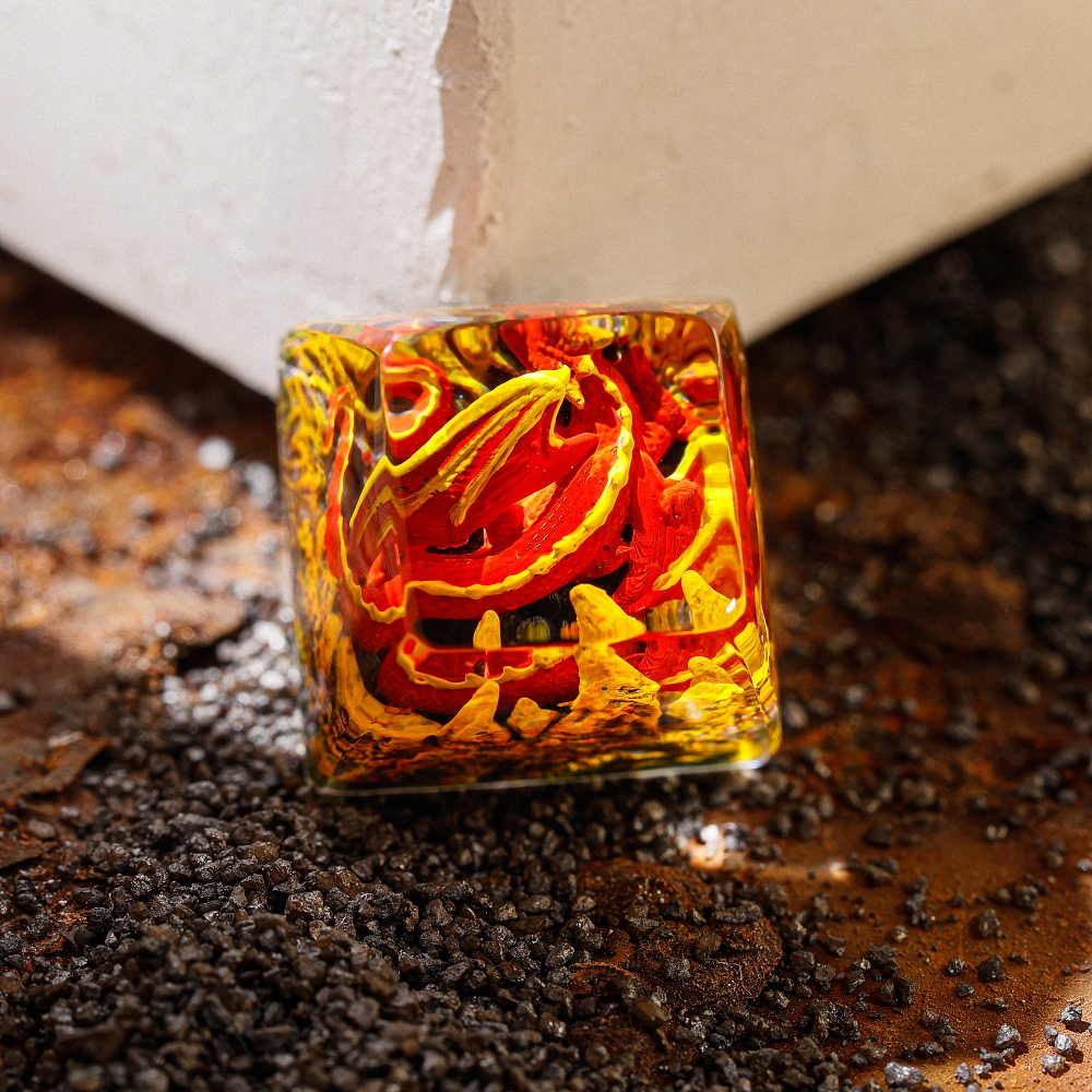 Sleeping Dragon - Red Artisan Keycap Breakwooden