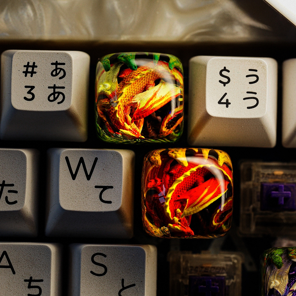 Sleeping Dragon - Red Artisan Keycap Breakwooden