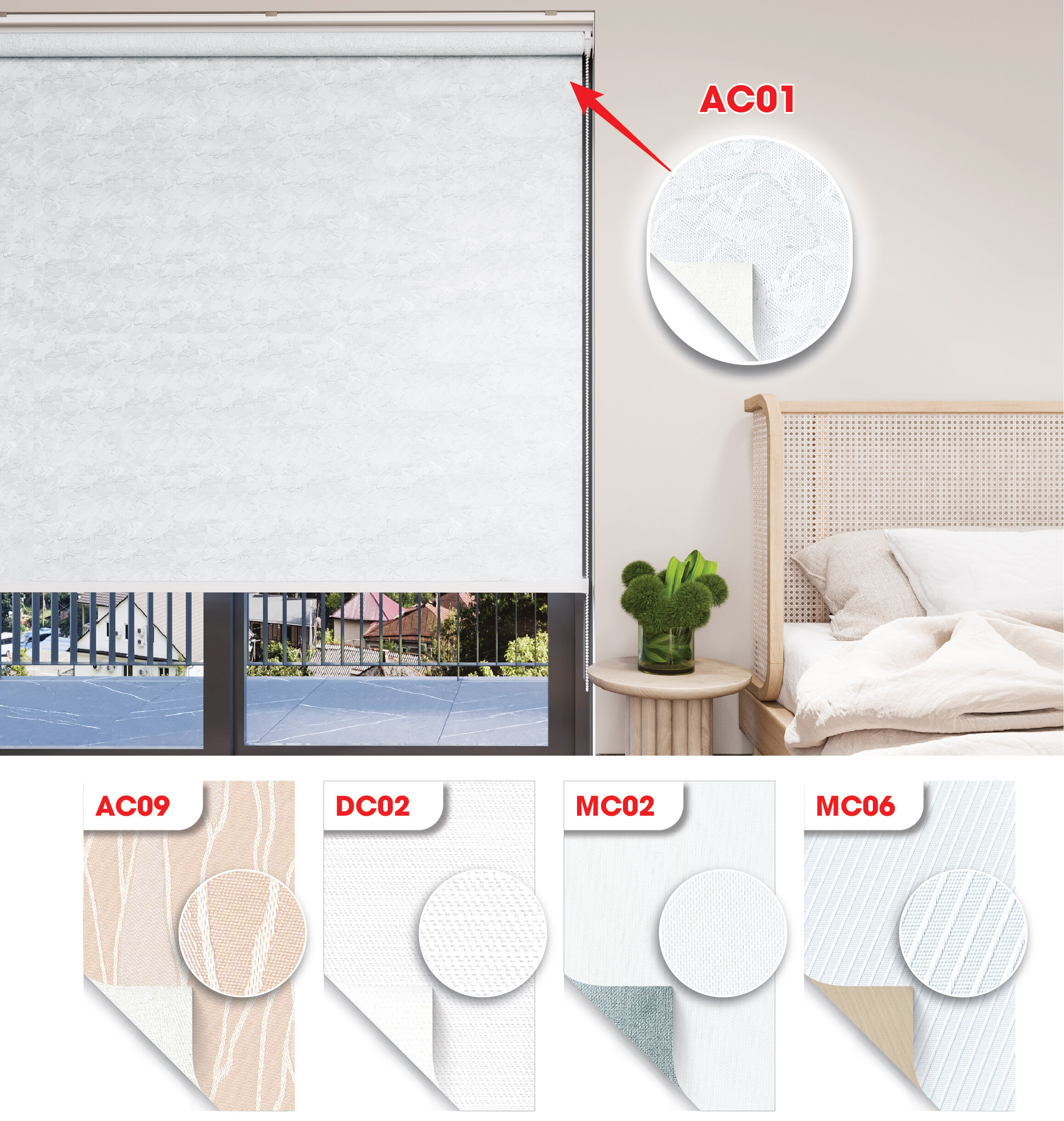 Màn cuốn vải 2 da Blackout