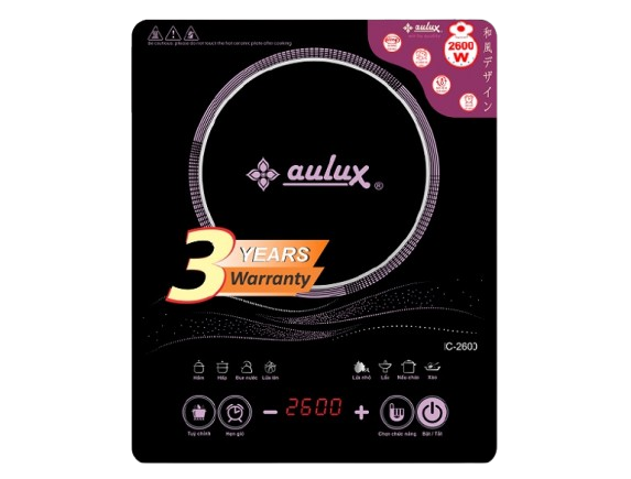 Bếp từ cảm ứng công suất lớn 2600W, tặng kèm nồi inox 30cm AULUX IC-2600, Bảo hành 3 năm