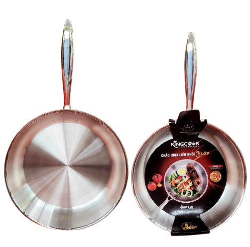 Chảo inox 304 liền khối đủ size 20/ 24/ 26/ 28/ 30cm KINGCOOK KPA1680-20/24/26/28
