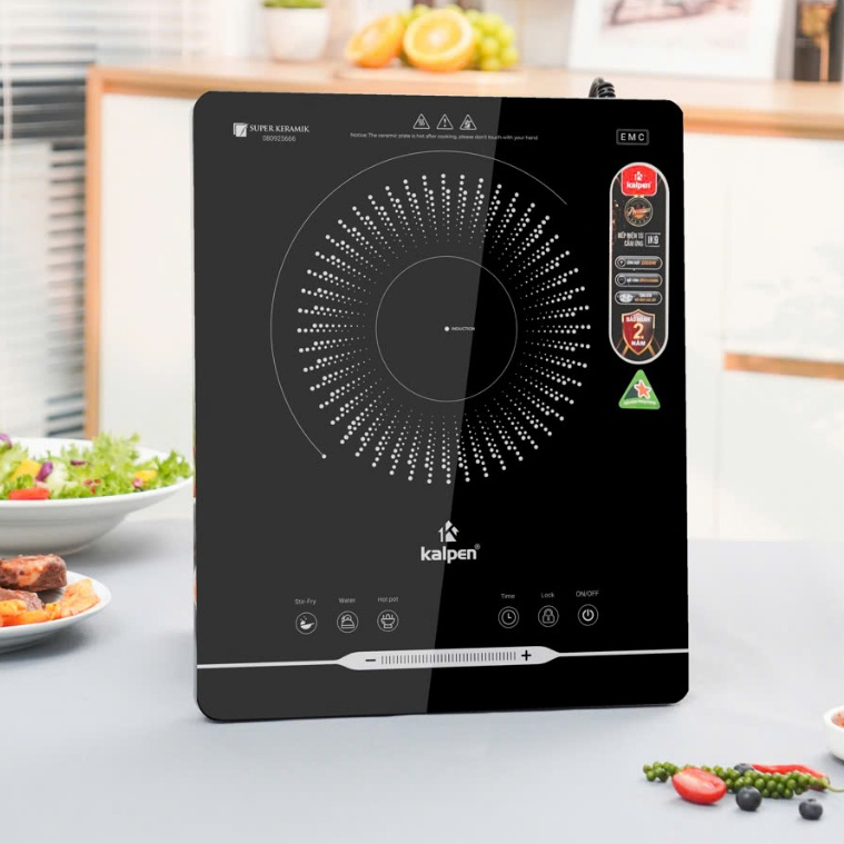 Bếp từ đơn cảm ứng tặng kèm nồi lẩu inox 30cm KALPEN IK7/ IK9- 2000W, Bảo hành 2 năm