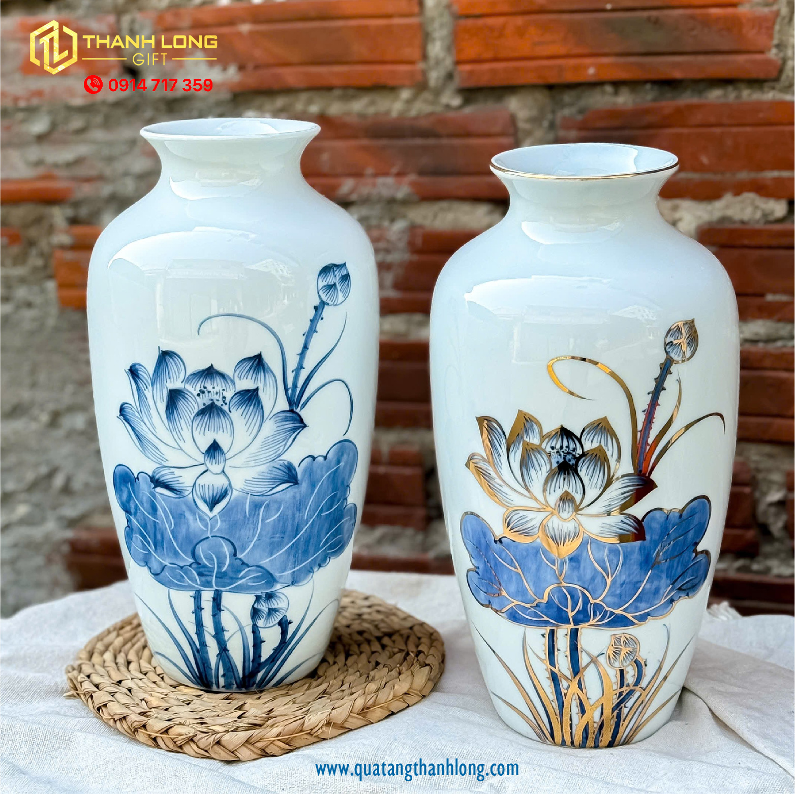 Bình hoa gốm tráng men - in logo theo yêu cầu