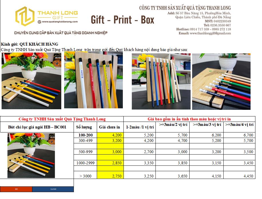 Bút chì lục giác in logo giá rẻ – Quà tặng doanh nghiệp số lượng lớn