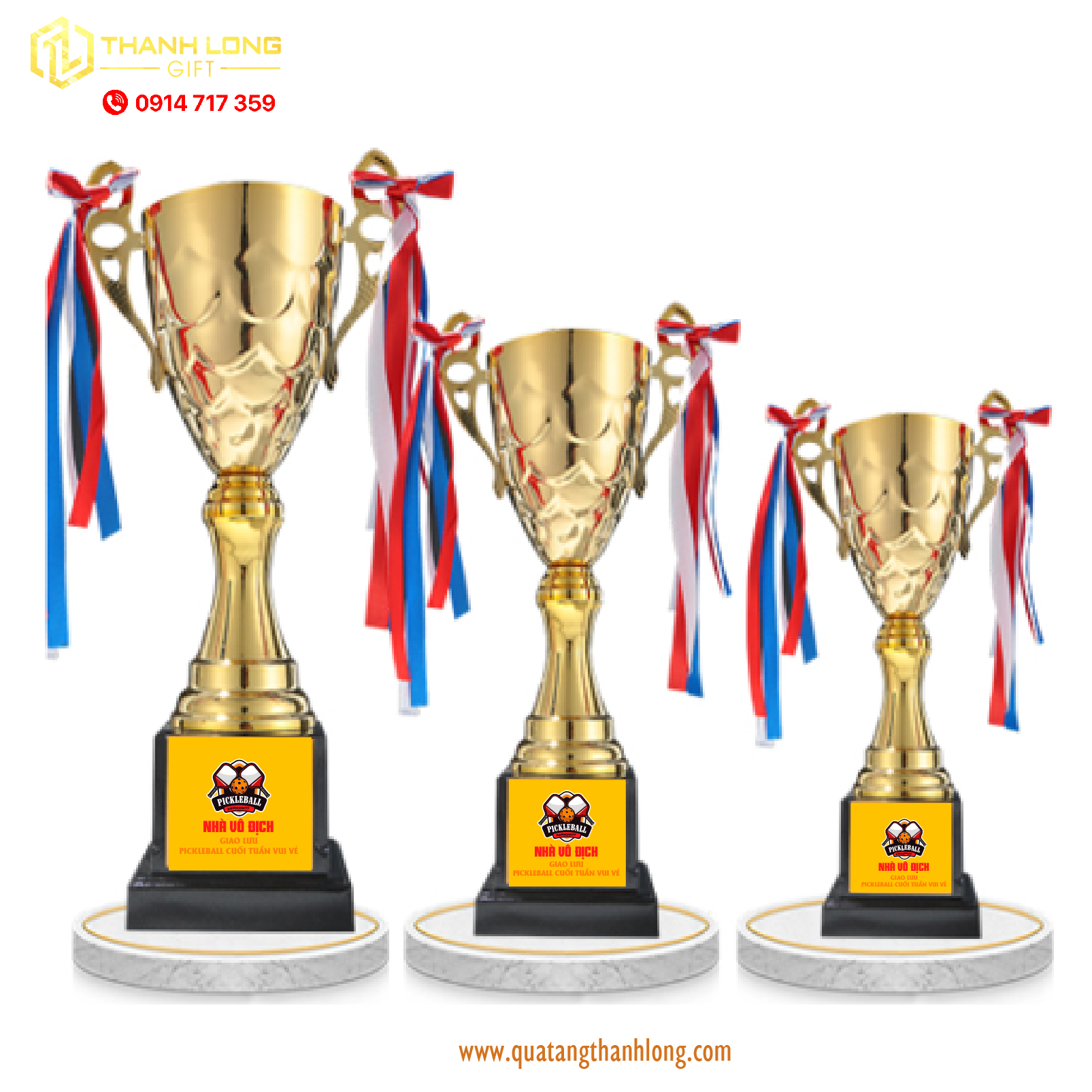 Cúp Pickleball kim loại  - in logo theo yêu cầu