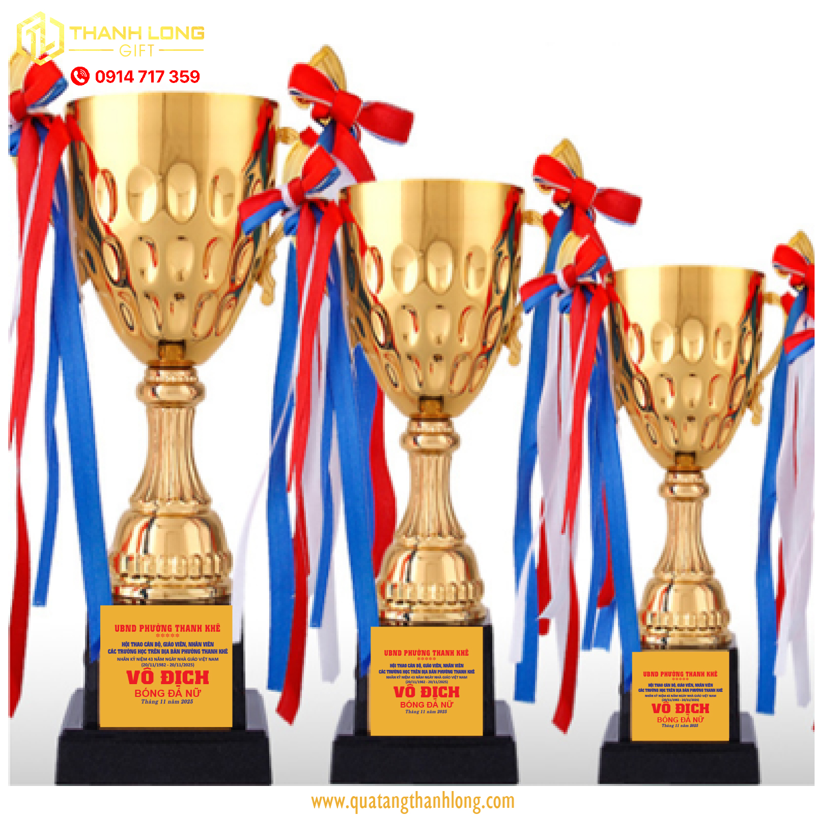 Cúp bóng đá kim loại - in logo theo yêu cầu