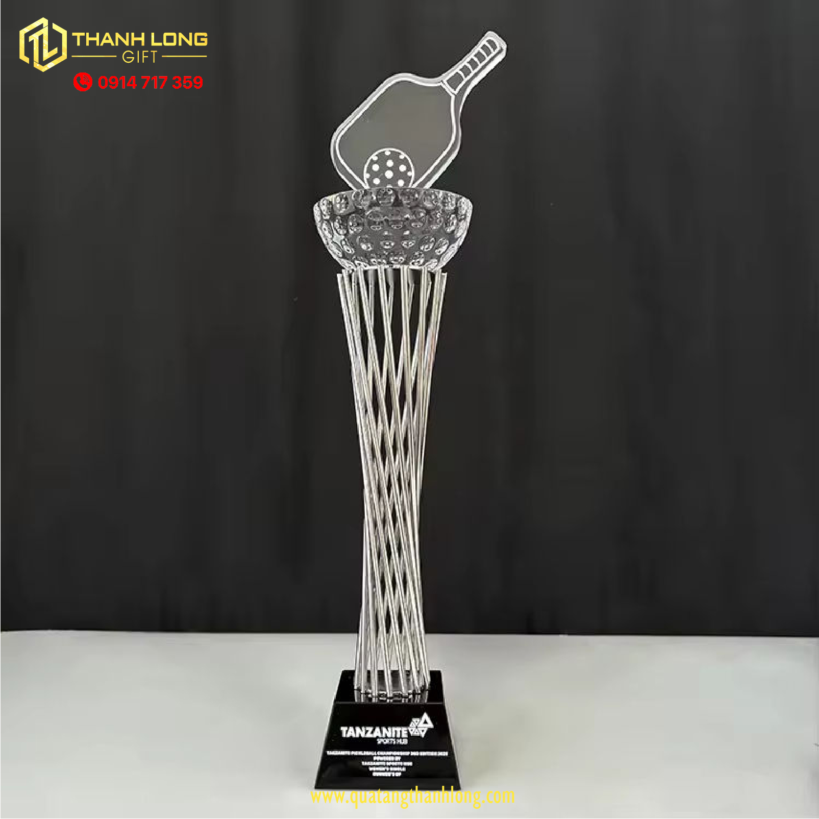 Cúp Thể Thao Pickleball Kim Loại Vàng Bạc Đồng Cao Cấp