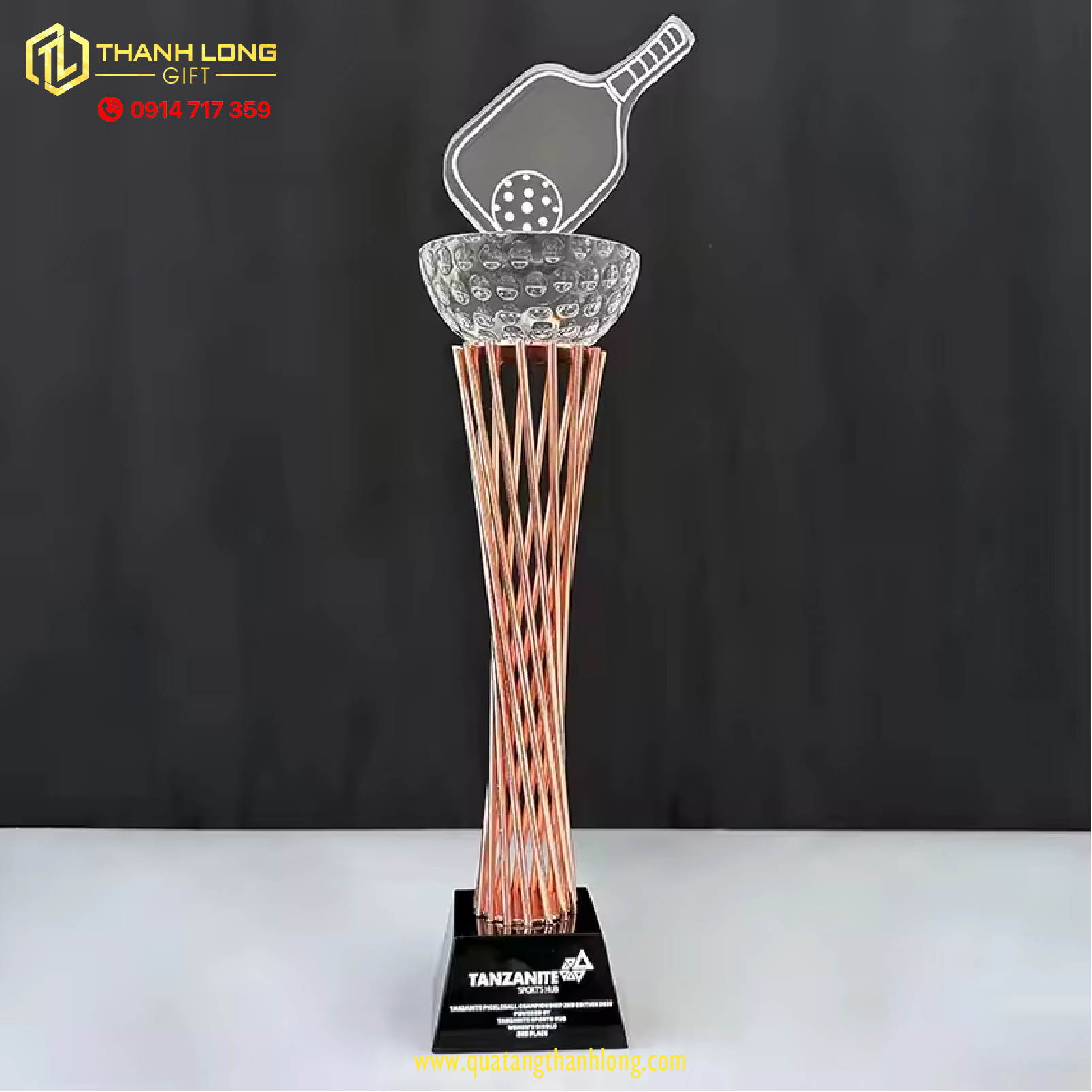 Cúp Thể Thao Pickleball Kim Loại Vàng Bạc Đồng Cao Cấp