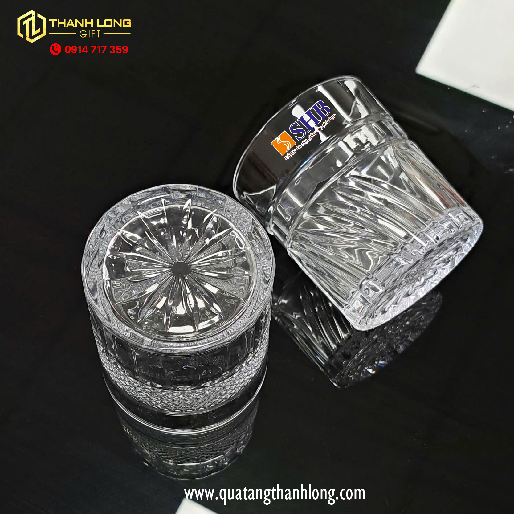 Bộ 6 ly thủy tinh SHB - in ấn thiết kế theo yêu cầu