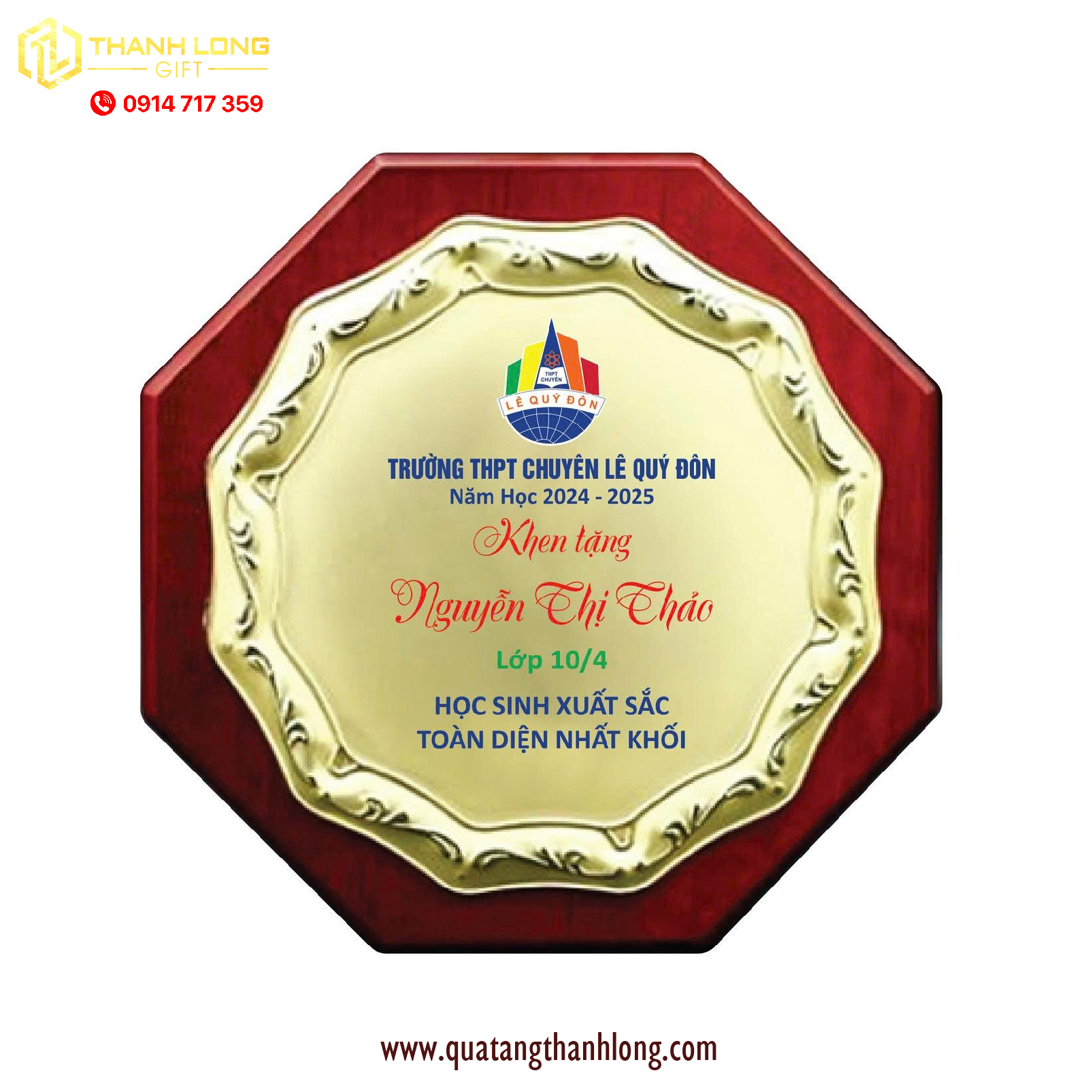 Bảng vinh danh bát giác cao cấp 25cm