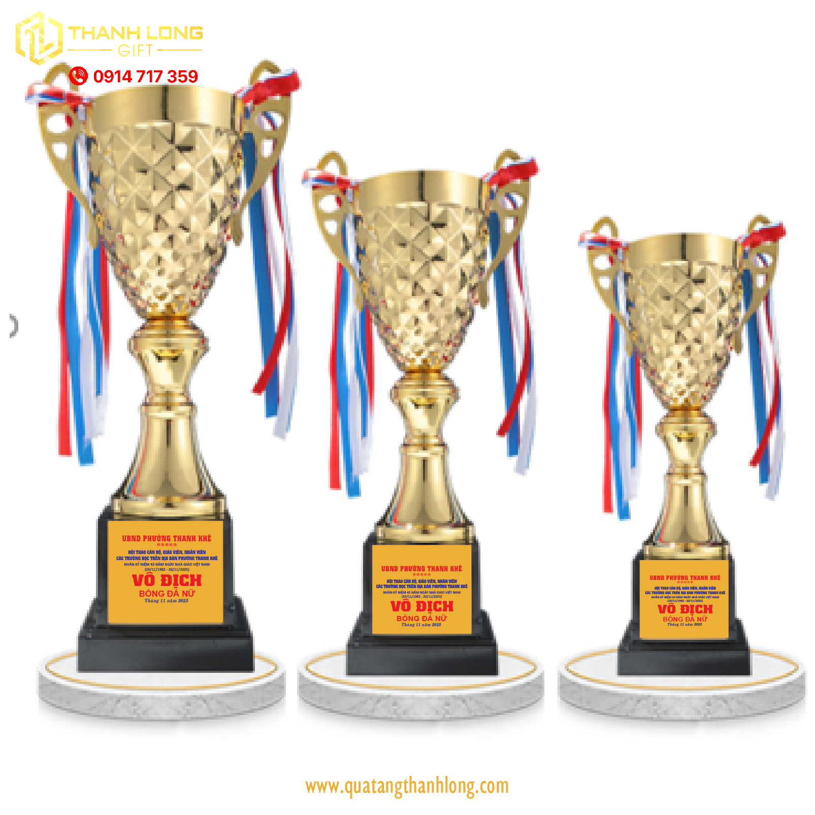Cúp bóng đá kim loại - in logo theo yêu cầu