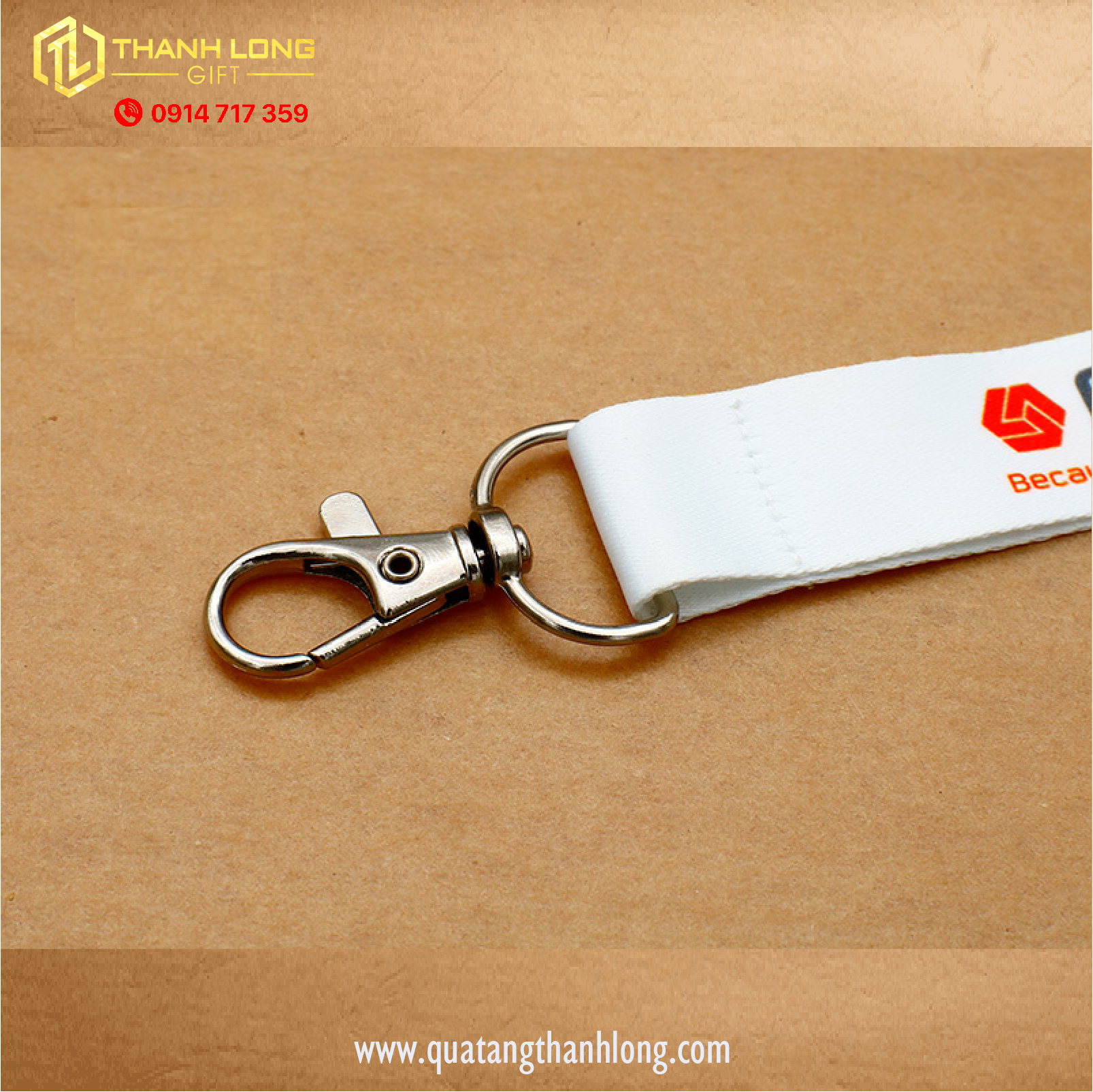 Dây đeo thẻ 2cm gắn khóa an toàn in theo yêu cầu