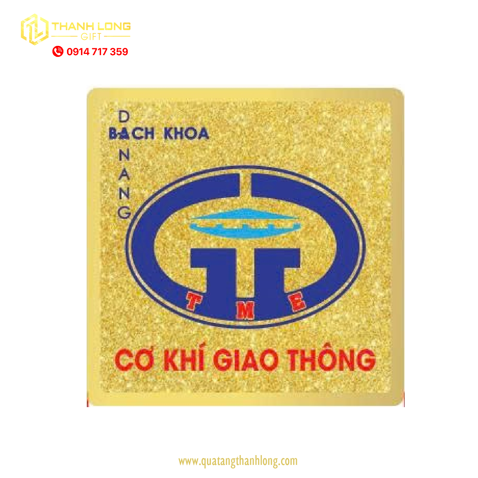 Huy hiệu vuông 3cm gắn gim chuôi